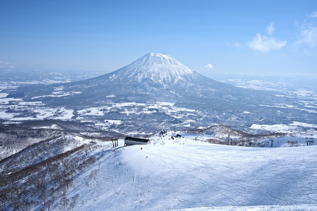 Snow-covered Mt. Yotei viewed from Niseko, Hokkaido